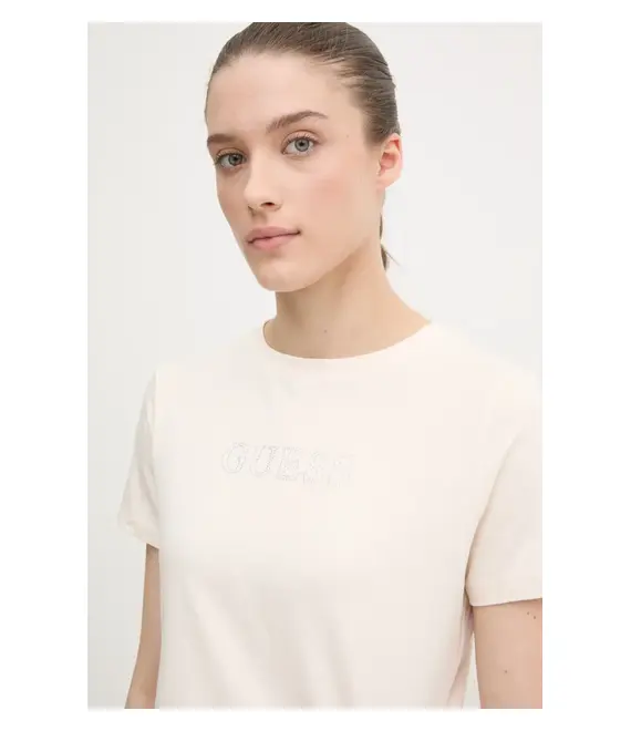 Μπλουζάκι Guess BRIANA χρώμα: μπεζ, V3BI11 J1314