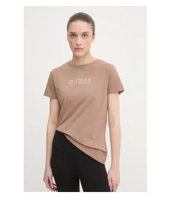 Μπλουζάκι Guess BRIANA χρώμα: καφέ, V3BI11 J1314