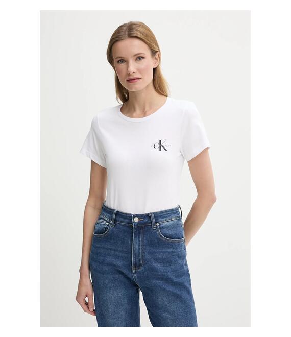 Βαμβακερό μπλουζάκι Calvin Klein Jeans 2-pack γυναικείο, χρώμα: κίτρινο, J20J219734