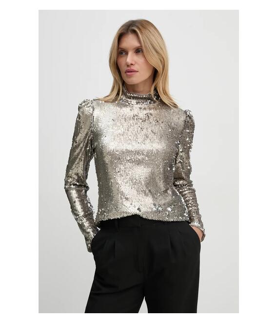 Μπλουζάκι Bruuns Bazaar MoeaBBAniqa blouse χρώμα: ασημί, BBW4155