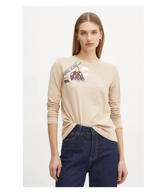 Longsleeve Weekend Max Mara χρώμα: μπεζ, 2425946012600