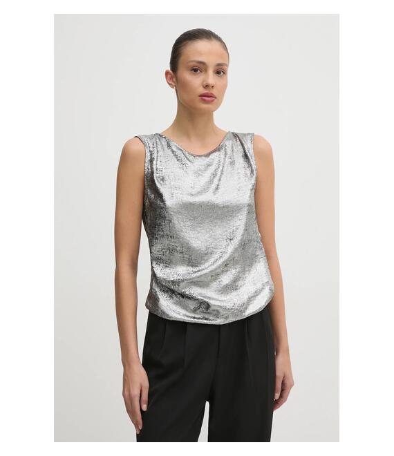 Μπλουζάκι United Colors of Benetton χρώμα: ασημί, 54I7DQ09X