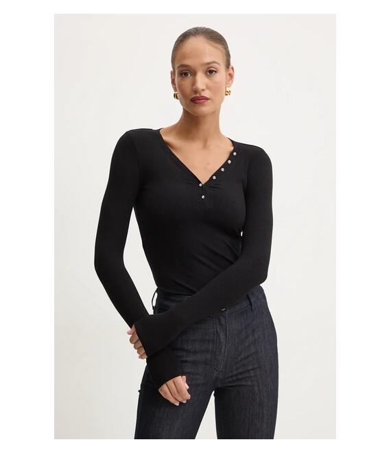 Longsleeve Guess KYLA χρώμα: μαύρο, W4BP51 KBCO2