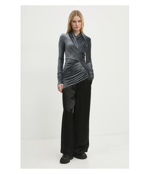 Βελούδινη μπλούζα Rick Owens Lilies χρώμα: γκρι, LI02D5203VST
