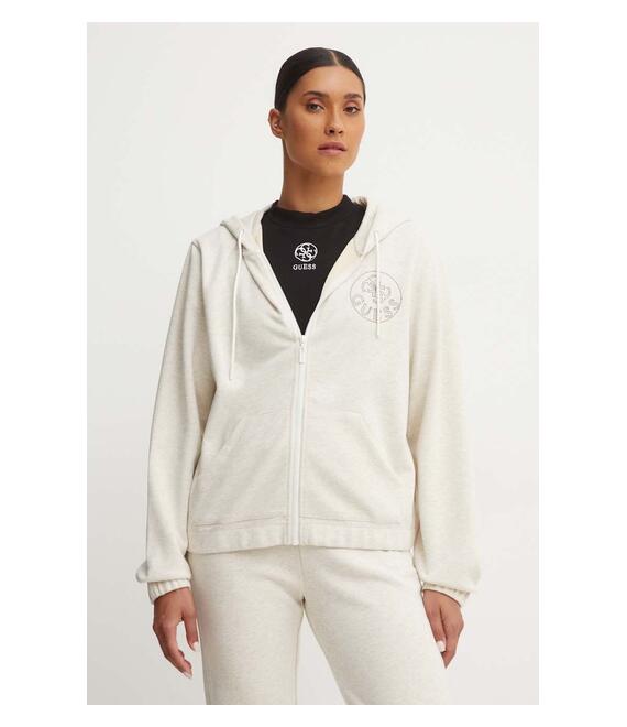 Μπλούζα Guess NOÉMIE χρώμα: μπεζ, με κουκούλα, V4YQ04 KC3D2