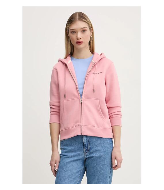 Μπλούζα Guess Jeans χρώμα: ροζ, με κουκούλα, W4YQ13 KC811