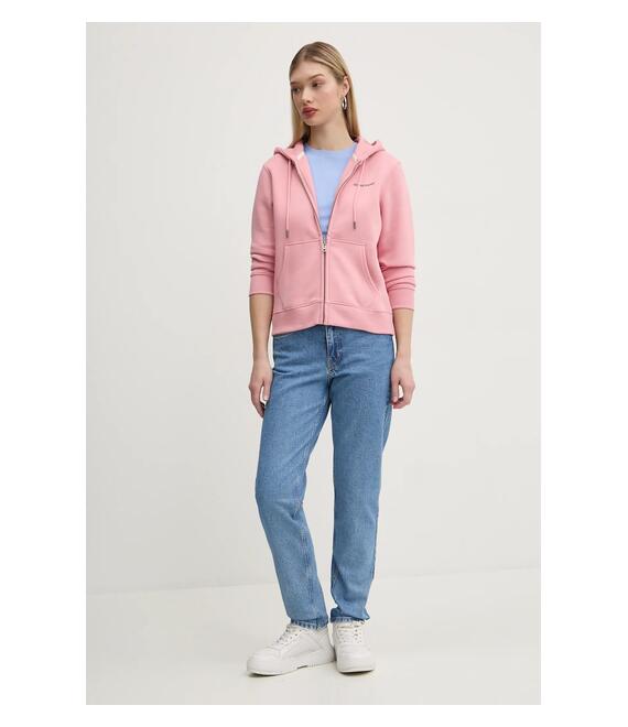 Μπλούζα Guess Jeans χρώμα: ροζ, με κουκούλα, W4YQ13 KC811
