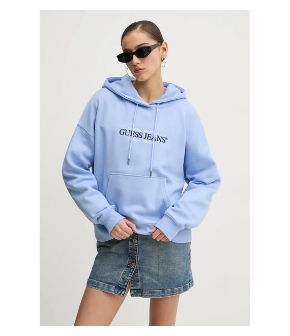 Μπλούζα Guess Jeans χρώμα: άσπρο, με κουκούλα, W4YQ15 KC811