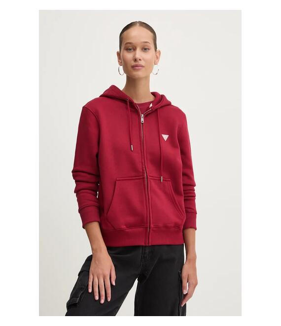 Μπλούζα Guess Jeans χρώμα: κόκκινο, με κουκούλα, W4YQ03 KC811