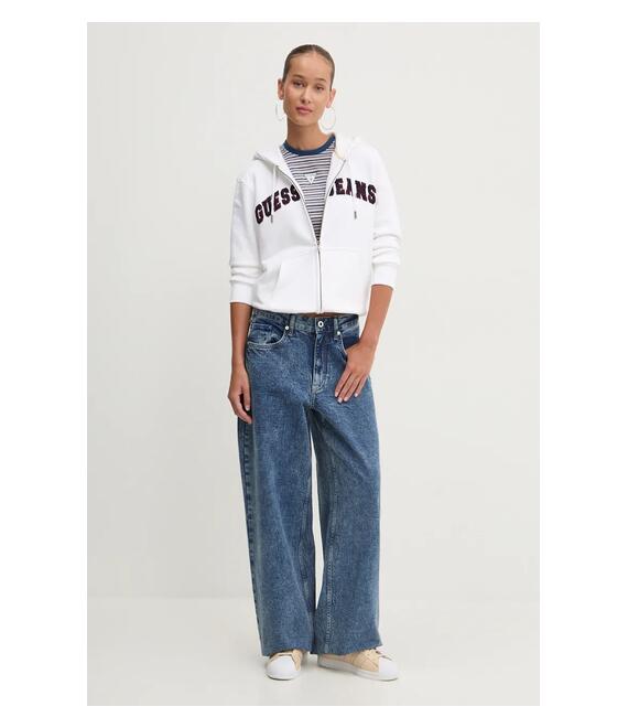 Μπλούζα Guess Jeans χρώμα: άσπρο, με κουκούλα, W4YQ14 KC811
