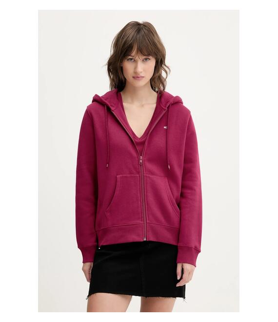 Μπλούζα Tommy Jeans χρώμα: ροζ, με κουκούλα, DW0DW19729