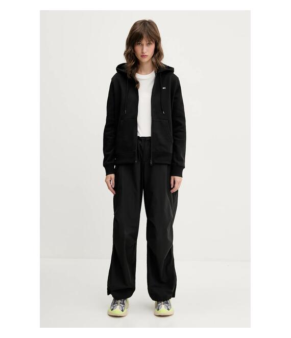 Μπλούζα Tommy Jeans χρώμα: μαύρο, με κουκούλα, DW0DW19729