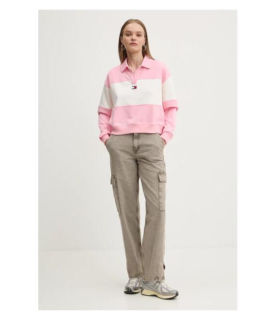 Μπλούζα Tommy Jeans χρώμα: ροζ, DW0DW18705