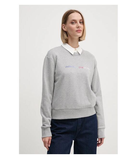 Βαμβακερή μπλούζα United Colors of Benetton γυναικεία, χρώμα: γκρι, 3J68D107Z