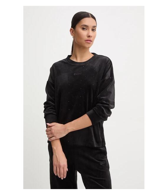 Βελούδινη μπλούζα Dkny χρώμα: μαύρο, DP4T1061