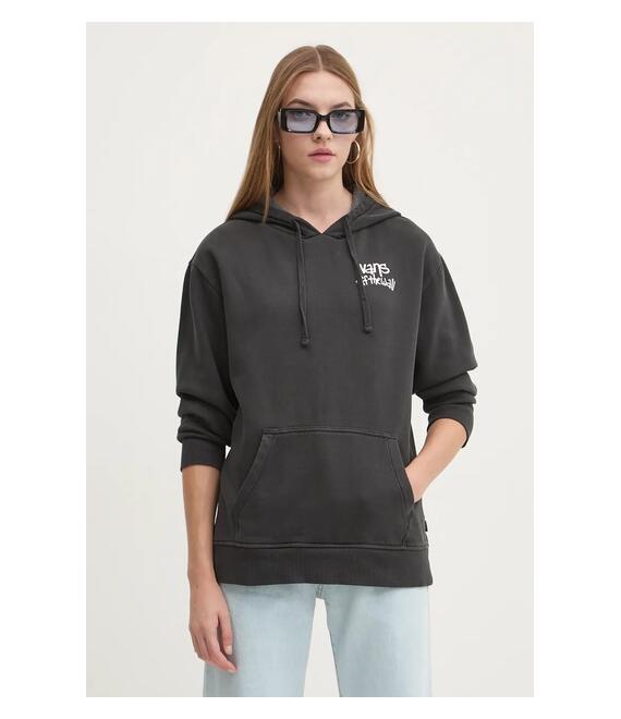 Μπλούζα Vans χρώμα: μαύρο, με κουκούλα, VN000HBXBLK1