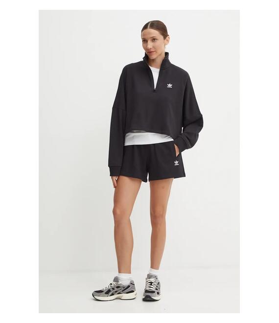 Βαμβακερή μπλούζα adidas Originals γυναικεία, χρώμα: μαύρο, IW5726