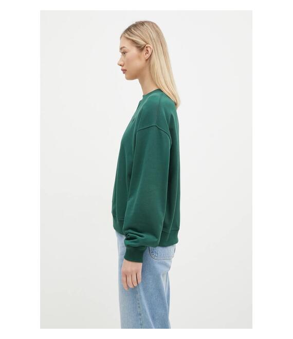 Βαμβακερή μπλούζα New Balance Athletics French Terry Crew γυναικεία, χρώμα: πράσινο, WT41500NWG