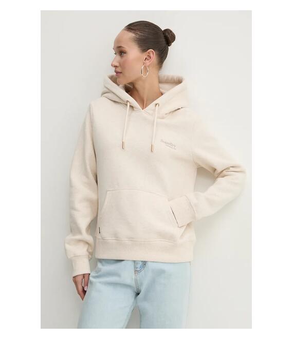 Μπλούζα Superdry χρώμα: μπεζ, με κουκούλα, W2012180A-9VP