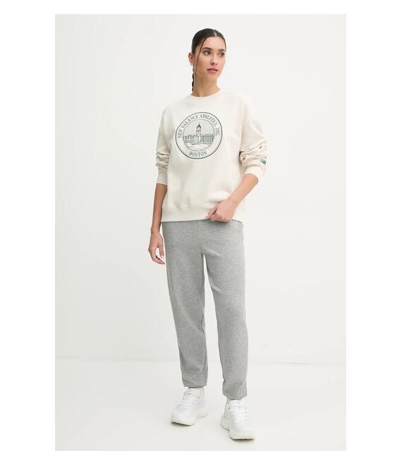 Βαμβακερή μπλούζα New Balance γυναικεία, χρώμα: μπεζ, WT43553LIT
