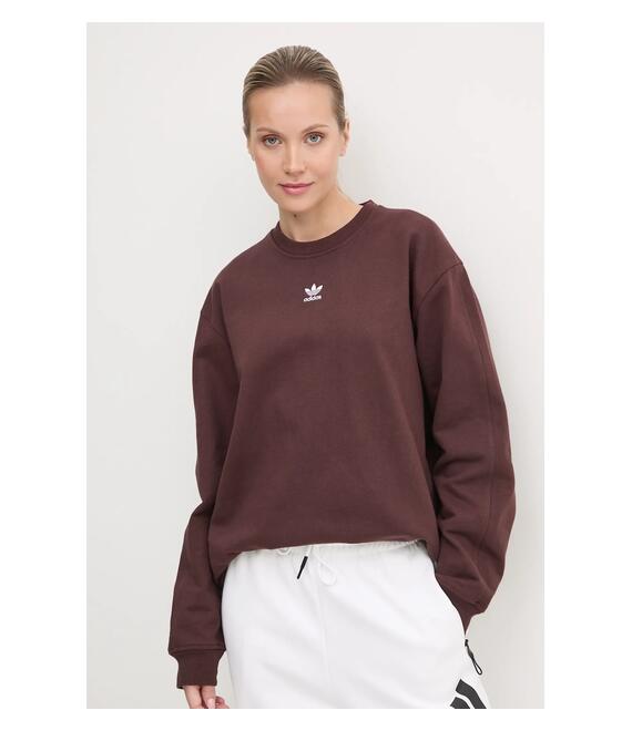 Βαμβακερή μπλούζα adidas Originals γυναικεία, χρώμα: καφέ, IY9632