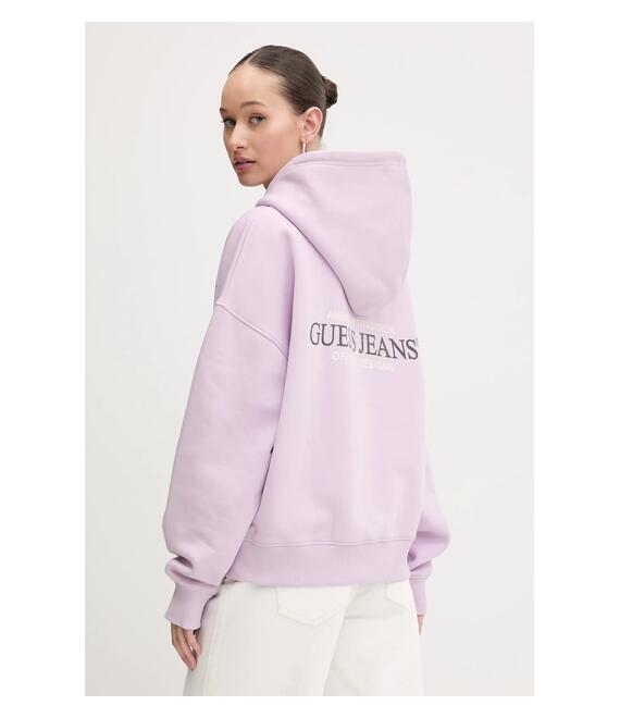 Μπλούζα Guess Jeans χρώμα: μοβ, με κουκούλα, W4BQ21 KC811