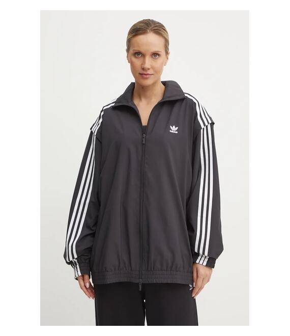 Μπλούζα adidas Originals Oversized Zip Off Tracktop χρώμα: μαύρο, JM9251