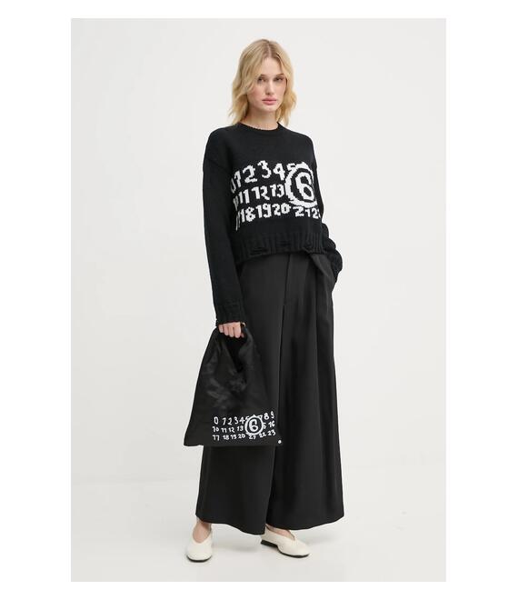 Μάλλινο πουλόβερ MM6 Maison Margiela γυναικείο, χρώμα: μαύρο, S62HL0029.M13074