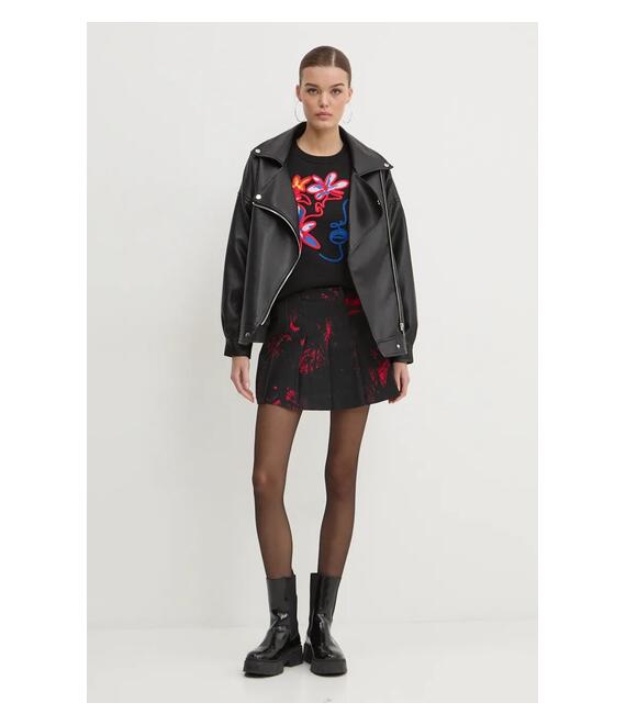 Βαμβακερή μπλούζα Desigual LADY γυναικεία, χρώμα: μαύρο, 24WWSK16