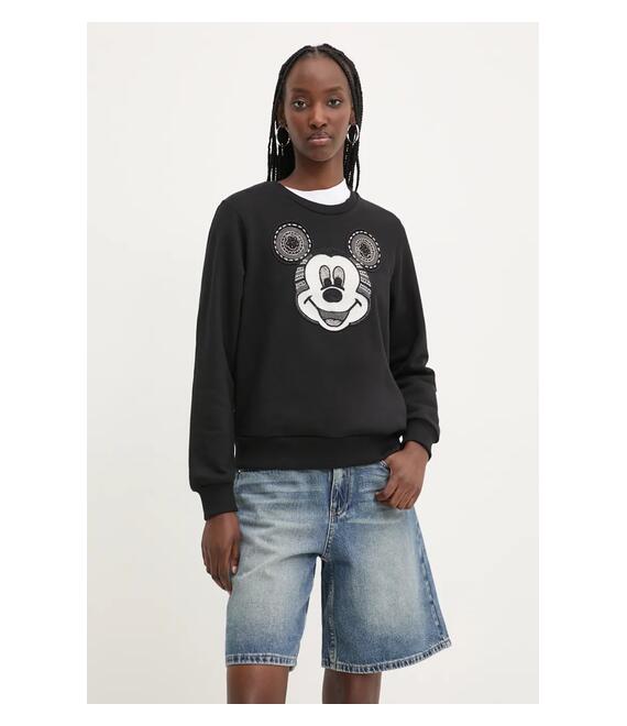 Βαμβακερή μπλούζα Desigual MICKEY YEAH! γυναικεία, χρώμα: μαύρο, 24WWSK10