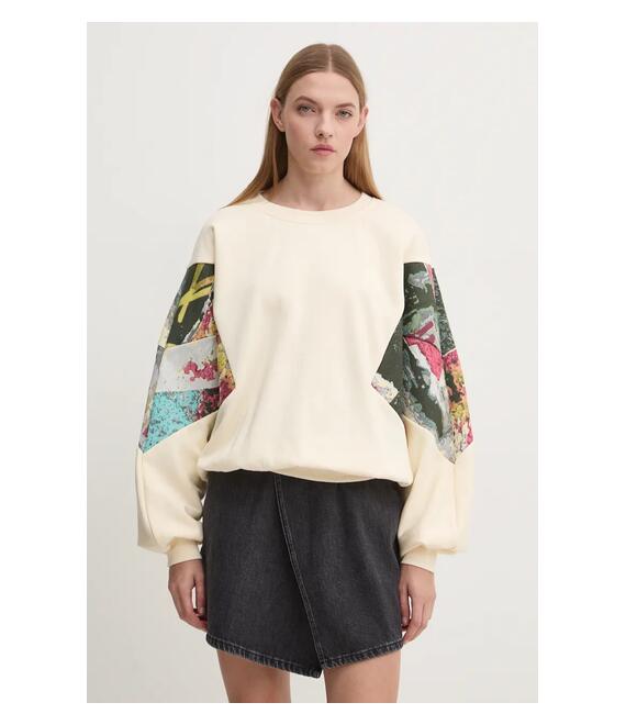 Μπλούζα Desigual POSTERS χρώμα: μπεζ, 24WWSK26
