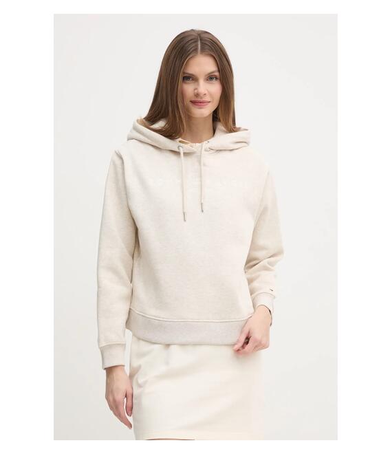 Μπλούζα Tommy Hilfiger χρώμα: μπεζ, με κουκούλα, WW0WW43598