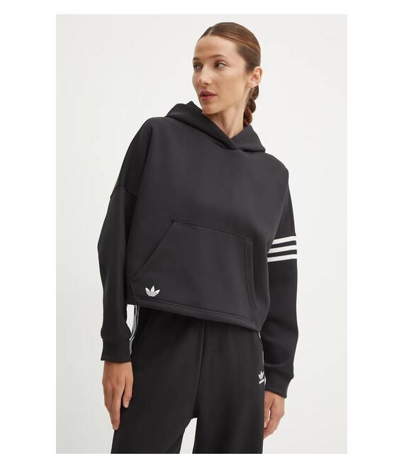 Μπλούζα adidas Originals Neuclassics χρώμα: μαύρο, με κουκούλα, IW5607