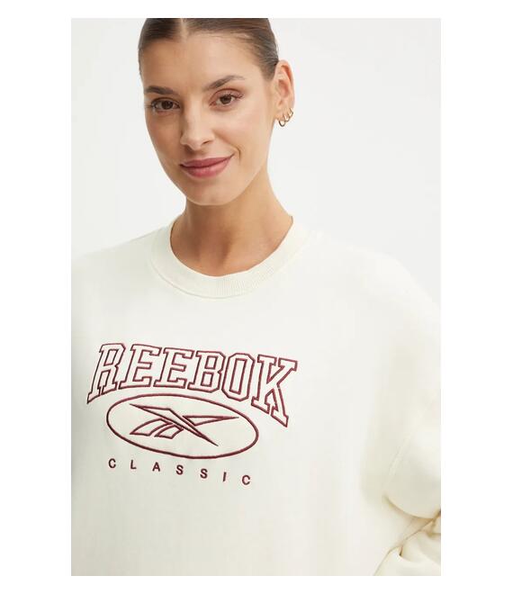 Βαμβακερή μπλούζα Reebok Classic γυναικεία, χρώμα: μπεζ, 100205214