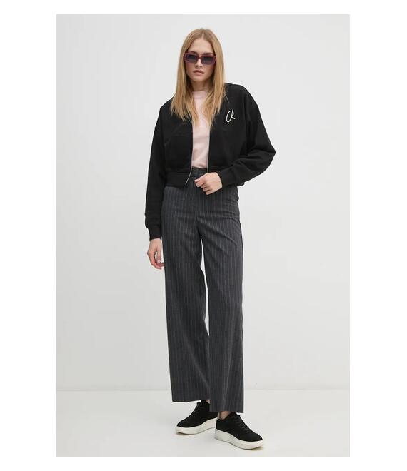 Βαμβακερή μπλούζα Calvin Klein Jeans γυναικεία, χρώμα: μαύρο, με κουκούλα, J20J224440