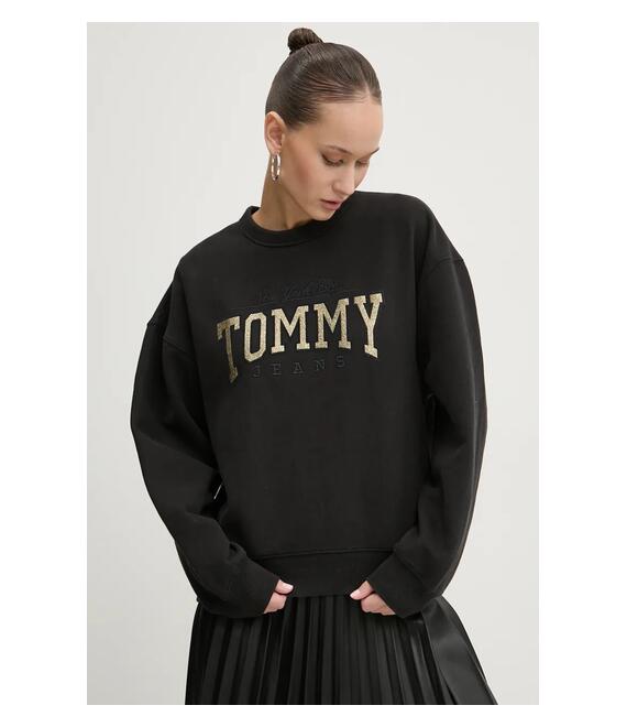 Μπλούζα Tommy Jeans χρώμα: μαύρο, DW0DW19845