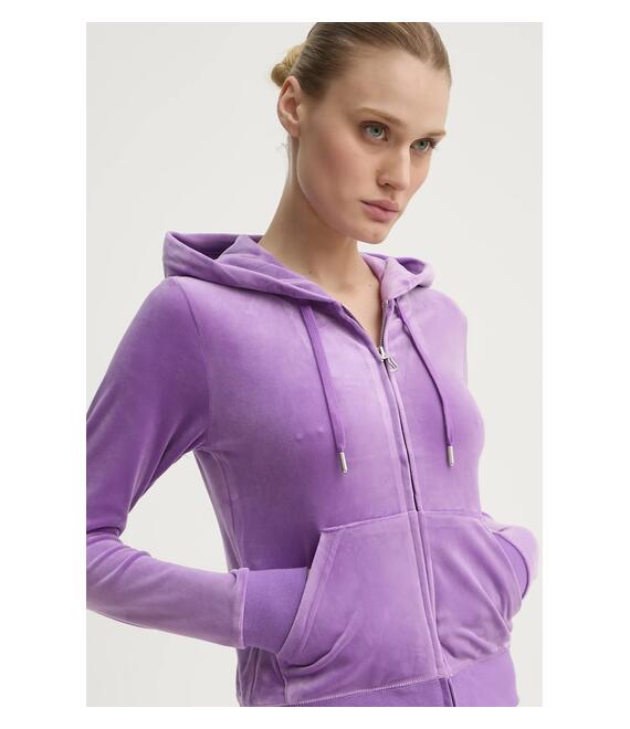 Μπλούζα Juicy Couture ROBERTSON CLASS χρώμα: μοβ, με κουκούλα, JCAP176