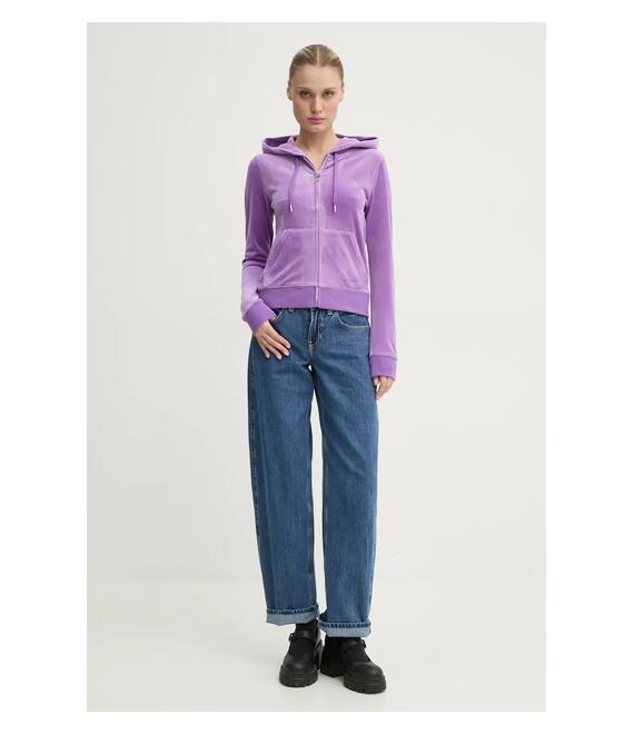 Μπλούζα Juicy Couture ROBERTSON CLASS χρώμα: μοβ, με κουκούλα, JCAP176