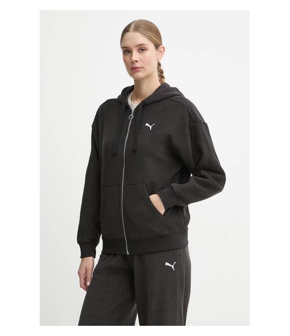 Μπλούζα Puma χρώμα: μαύρο, με κουκούλα, 681636