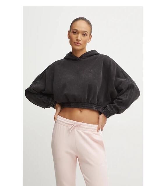 Μπλούζα adidas Originals χρώμα: μαύρο, με κουκούλα, IW5573
