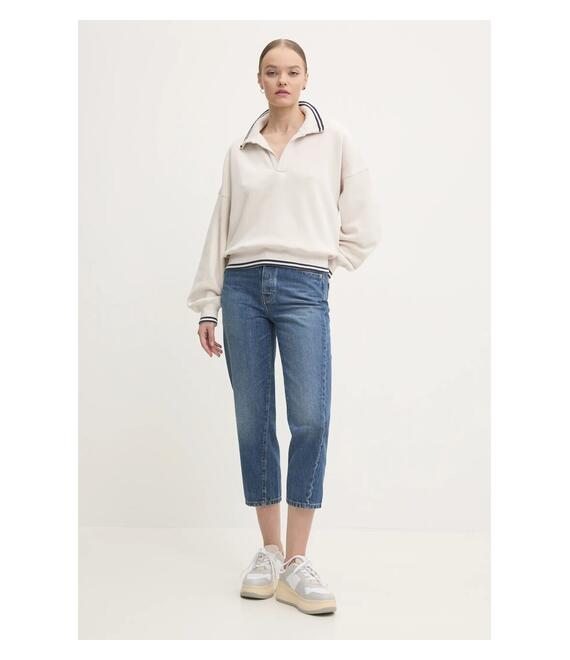 Μπλούζα Abercrombie & Fitch χρώμα: μπεζ, KI152-4156