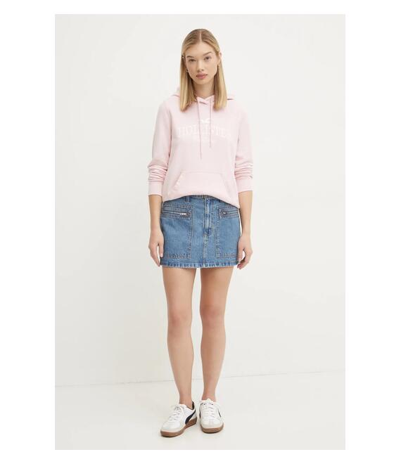 Μπλούζα Hollister Co. χρώμα: ροζ, με κουκούλα, KI352-4207