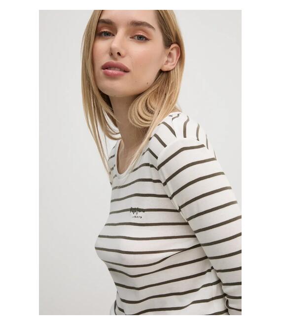 Βαμβακερή μπλούζα με μακριά μανίκια Pepe Jeans FINNA χρώμα: μπεζ, PL505937