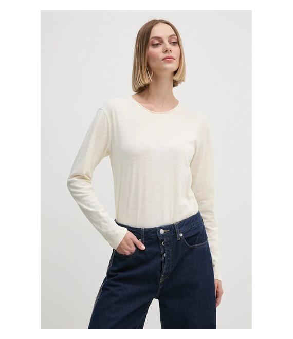 Βαμβακερή μπλούζα με μακριά μανίκια Pepe Jeans FLOREN χρώμα: μπεζ, PL505954