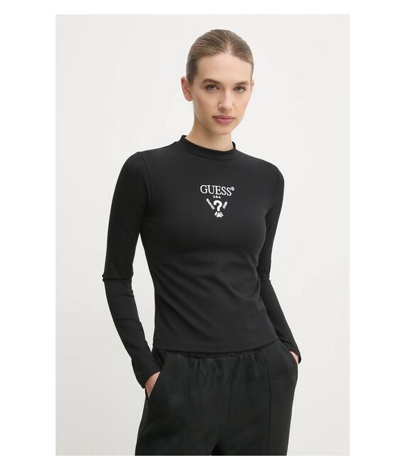 Μακρυμάνικο Guess COLETTE χρώμα: μαύρο, V4YI23 KCDH1