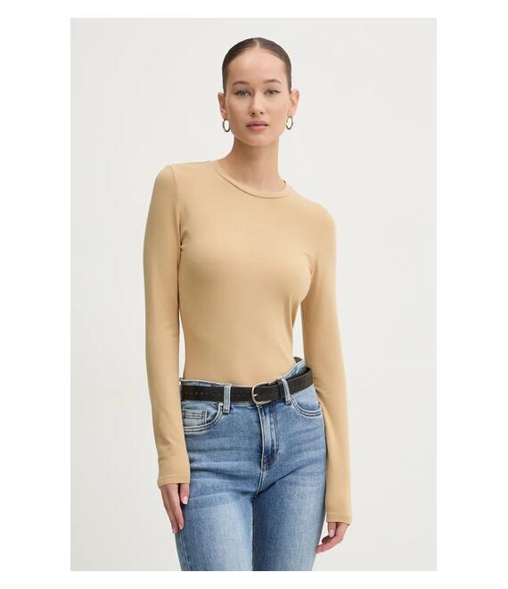 Longsleeve Guess Jeans χρώμα: μπεζ, W4BP41 J1314