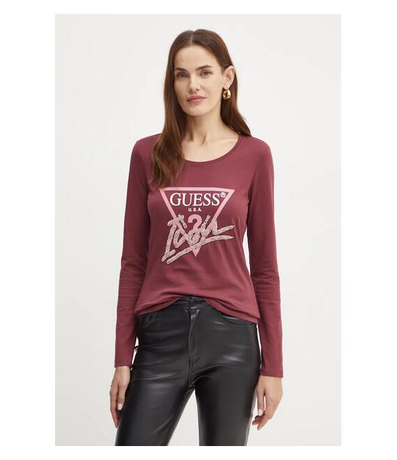 Βαμβακερή μπλούζα με μακριά μανίκια Guess W4BI21 I3Z14