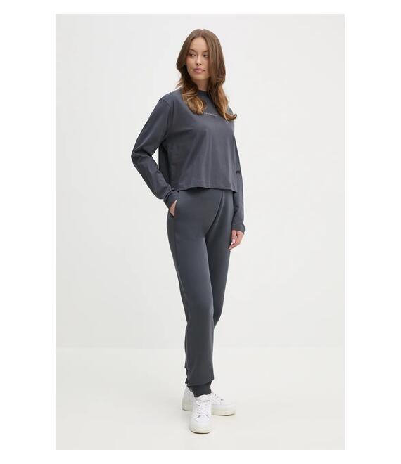 Βαμβακερή μπλούζα με μακριά μανίκια Calvin Klein Jeans χρώμα: γκρι, J20J224200