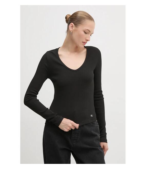 Longsleeve Calvin Klein Jeans χρώμα: μαύρο, J20J224197