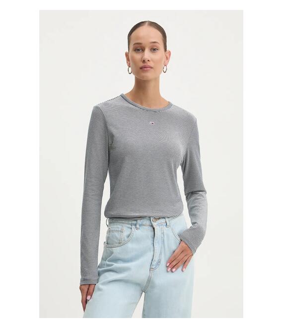 Longsleeve Tommy Jeans χρώμα: ναυτικό μπλε, DW0DW19043